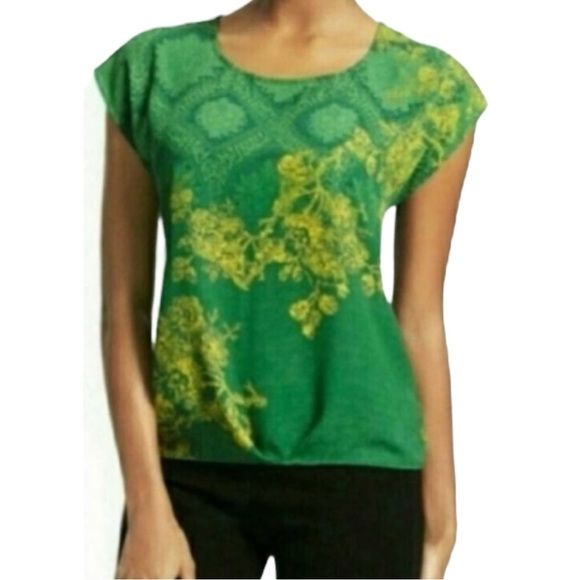 CAbi Women’s  Green with Envy Short Sleeve Blouse  ‎ Sz S - Picture 1 of 7